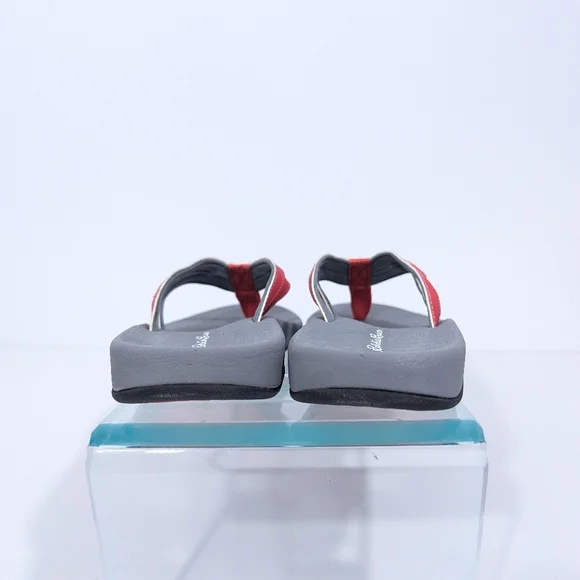 Eddie Bauer Women Flip Flops sz 7 Red Faux Leather Sandals Toe Post beach - Picture 8 of 10